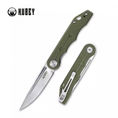 Nóż Kubey Knife Mizo, Green G10, Satin 14C28N by Tiguass (KU2101D)