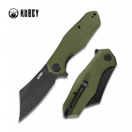 Nóż Kubey Knife Echo, Green G10, Black Stonewashed D2 (KU329B)