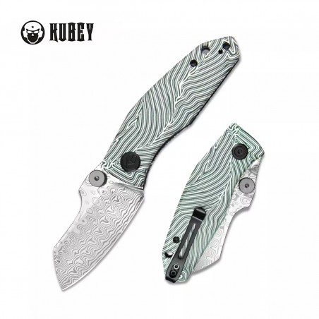 Nóż Kubey Knife Monsterdog White/Green G10, Damascus by Dmitry Osarenko (KU337E)