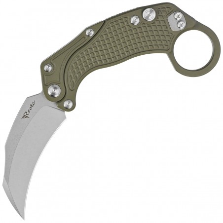 Nóż składany Reate EXO-K Gravity Karambit Green Aluminium, Stonewashed N690