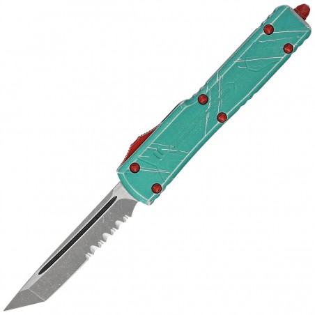 Nóż automatyczny OTF Microtech UTX-70 T/E Bounty Hunter Signature Distressed Green Aluminium, Apocalyptic P/S M390 by Tony Marfi