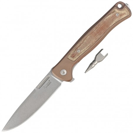 Nóż składany LionSteel Skinny Earth Aluminium/Natural Canvas Micarta, Stonewashed by Molletta (SK01A ES)