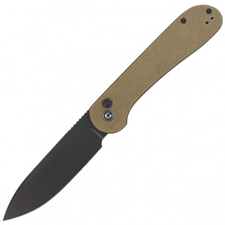 CIVIVI Knife Button Lock Elementum Olive Micarta, Black Stonewashed (C2103B)