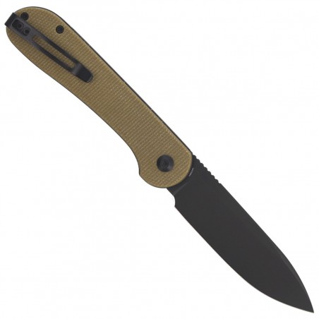 CIVIVI Knife Button Lock Elementum Olive Micarta, Black Stonewashed (C2103B)