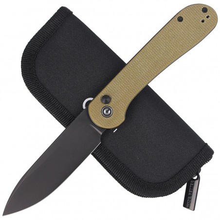 CIVIVI Knife Button Lock Elementum Olive Micarta, Black Stonewashed (C2103B)