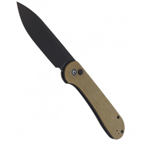 CIVIVI Knife Button Lock Elementum Olive Micarta, Black Stonewashed (C2103B)