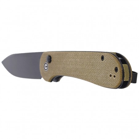 CIVIVI Knife Button Lock Elementum Olive Micarta, Black Stonewashed (C2103B)