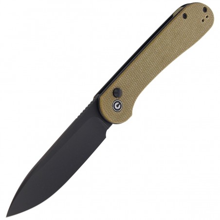 CIVIVI Knife Button Lock Elementum Olive Micarta, Black Stonewashed (C2103B)