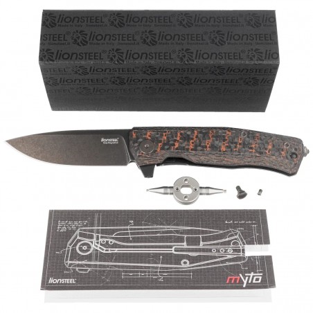 Nóż składany LionSteel Myto Snake Skin Fat Carbon, Old Black MagnaCut by Molletta (MT01 MC SS)