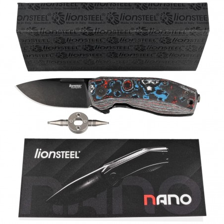 Nóż składany LionSteel Nano  Nebula Fat Carbon, Old Black MagnaCut (NA01 NB)