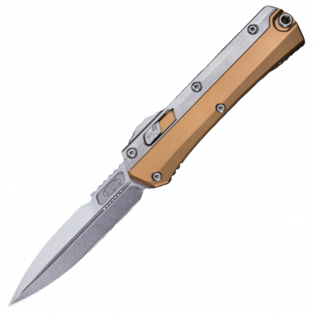 Nóż automatyczny OTF Microtech Glykon Bayonet Tan Aluminium/Titanium, Stonewashed M390 by Tony and Sean Marfione (184-10TA)