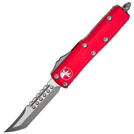 Nóż automatyczny OTF Microtech UTX-85 Hellhound T/E Signature Red Aluminium, Apocalyptic M390 by Tony Marfione (719-10APRDS)