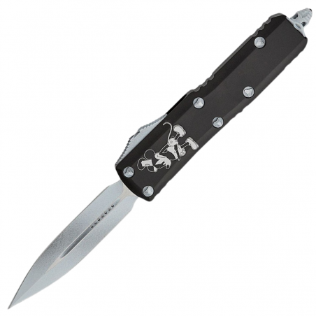 Nóż automatyczny OTF Microtech UTX-85 D/E Steamboat Willie Signature Black Aluminium, Antique White M390 by Tony Marfione (232-1