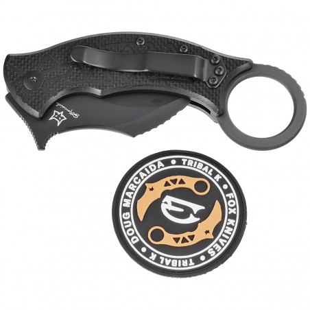 Nóż składany FOX Tribal K Karambit Black G10, Black Top Shield N690Co by Doug Marcaida (FX-802)