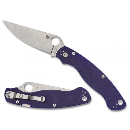 Nóż składany Spyderco Military 2 Dark Blue G10, Satin CPM S110V Plain by Sal, Eric Glesser (C36GPDBL2)