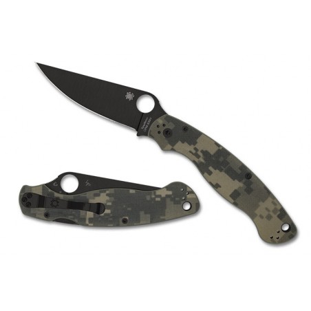 Nóż składany Spyderco Military 2 Camo G10, Black DLC CPM S30V Plain by Sal, Eric Glesser (C36GPCMOBK2)