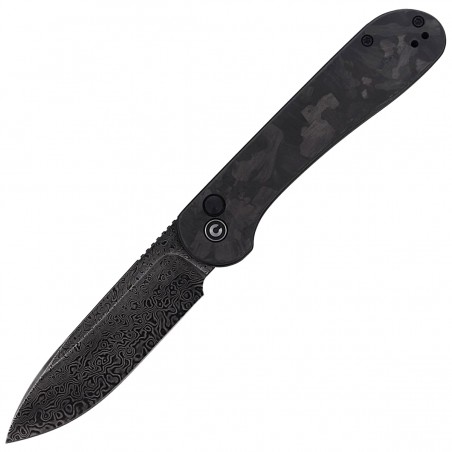 Nóż składany CIVIVI Button Lock Elementum Marble Carbon Fiber Black, Black Damascus (C2103DS-3)