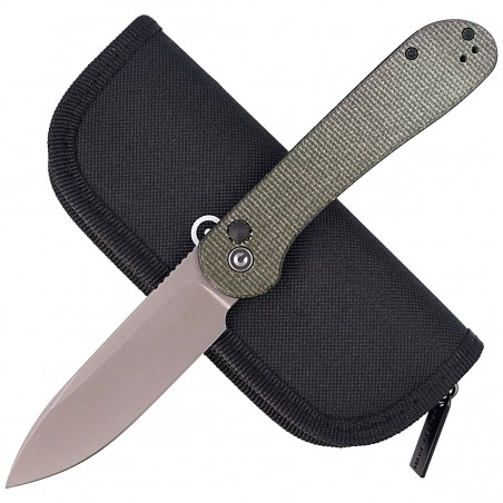 Nóż składany CIVIVI Button Lock Elementum Dark Green Micarta, Gray Stonewashed (C2103C)