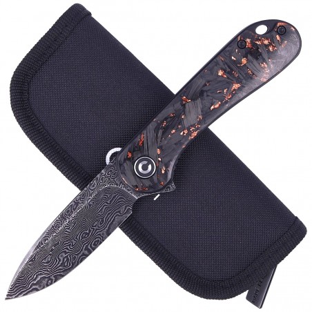 Nóż składany CIVIVI Elementum Flipper Shredded Carbon Fiber / Copper Shred, Black Damascus (C907C-DS3)