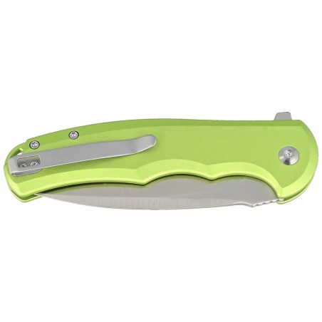 Nóż składany Civivi Button Lock Praxis Lime Green Aluminium, Satin Nitro-V (C18026E-3)