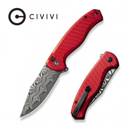 Nóż składany Civivi Stormhowl Red Aluminum, Damascus (C23040B-DS1)