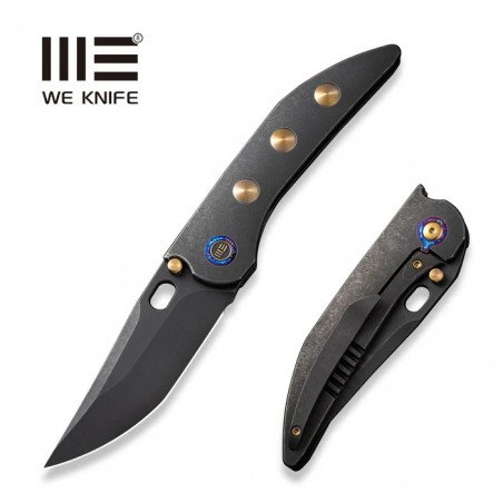 Nóż składany We Knife Attor Black/Golden Titanium, Black Stonewashed CPM 20CV by Dalibor Bergam (WE23037-1)