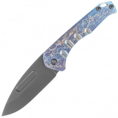 Nóż składany Medford Praetorian Slim DLC Drop Point, Flamed Handle, DLC HW, Blue Clip, S45VN (MK2084TD-03TM-TPCP-Q4)