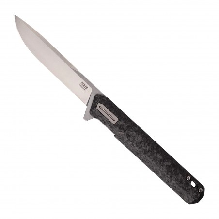 Nóż składany Tekto F2 Bravo Black/Silver Forged Carbon Fiber, Satin D2 (F2R_CCBK_D2SI1_A4)