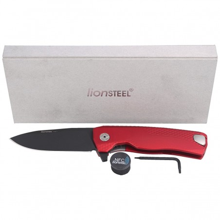 Nóż składany LionSteel ROK Red Aluminium, Black M390 by Molletta (ROK A RB)