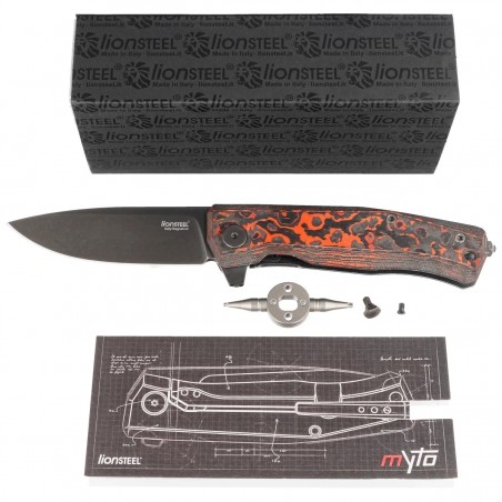 Nóż składany LionSteel Myto Mars Valley Fat Carbon, Old Black MagnaCut by Molletta (MT01 MC MV)