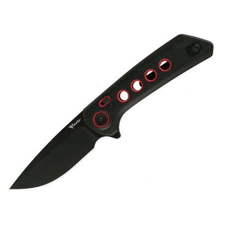 Nóż składany Reate PL-XF-12 Black Micarta/Red G10 Inlay, Black PVD Nitro-V