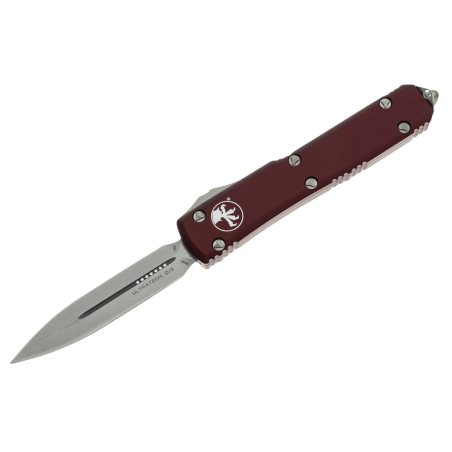 Nóż automatyczny OTF Microtech Ultratech D/E Merlot Red Aluminium, Stonewashed M390 by Tony Marfione (122-10MR)