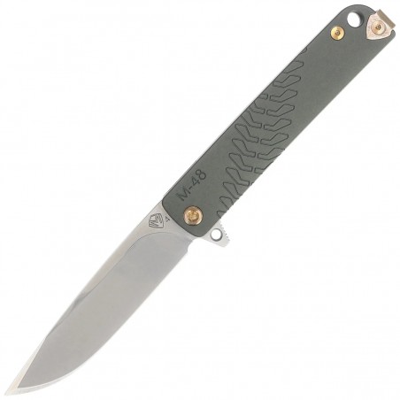 Nóż składany Medford M-48 OD Green Aluminium,/Gray Titanium Bronze HW/Clip, Tumbled S35VN by Greg Medford (MK2124TQ-40TM-T1C1-Q4