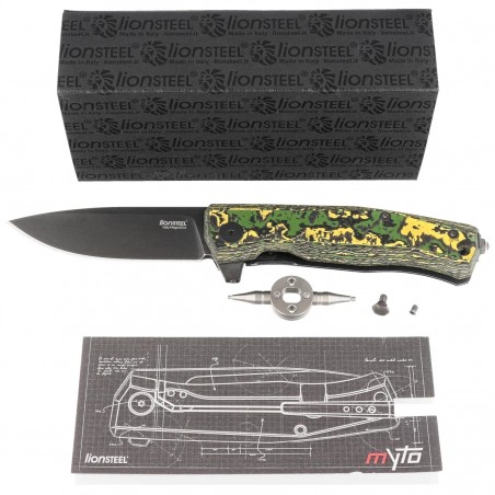 Nóż składany LionSteel Myto Toxic Storm Fat Carbon, Old Black MagnaCut by Molletta (MT01 MC TS)