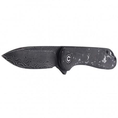 Nóż składany CIVIVI Elementum Flipper Shredded Carbon Fiber / Silvery Shred, Black Damascus (C907C-DS2)