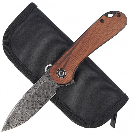 Nóż składany CIVIVI Elementum Flipper Cuibourtia Wood, Black Damascus (C907DS-2)