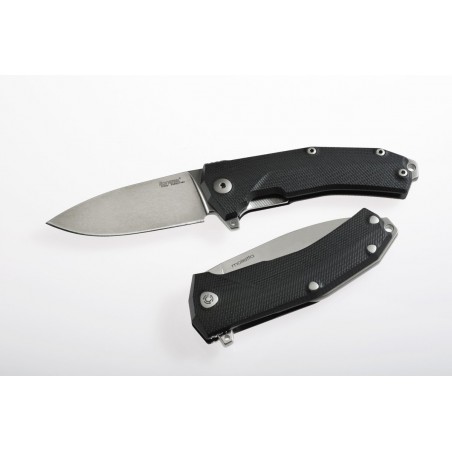 Nóż składany LionSteel KUR G10 Black, Stone Washed Blade (KUR BK)