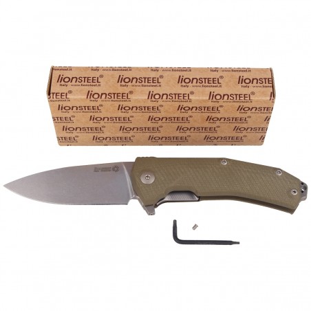 Nóż składany LionSteel KUR G10 Green, Stone Washed Blade (KUR GR)