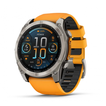 Garmin Fenix 8 Solar w kolorze żółtym i szarym