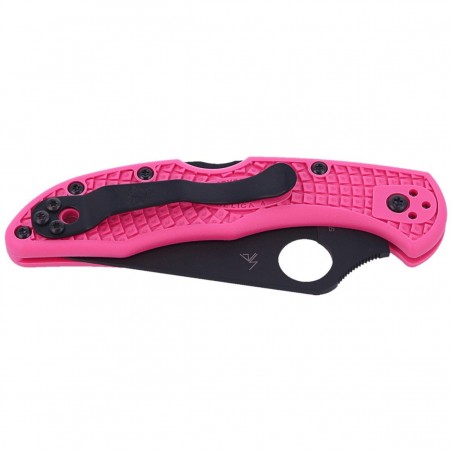 Nóż składany Spyderco Delica 4 FRN Pink, Black Blade Plain CPMS30V (C11FPPNS30VBK)