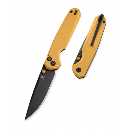 Nóż składany Bestechman Velix Yellow G10, Black PVD 14C28N by Ostap Hel (BMK07E)