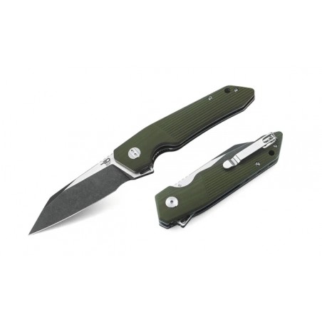 Nóż składany Bestech Barracuda Green G10, Black Stonewashed/Satin D2 (BG15B-2)