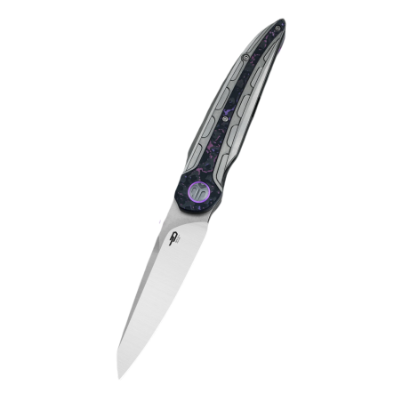 Nóż składany Bestech Prydwen Grey Titanium/Purple Haze Fat Carbon, Stonewashed/Satin MagnaCut by Kombou (BT2409A)