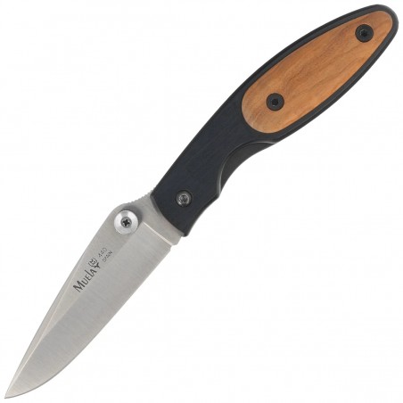 Nóż składany Muela KMC-7OL Black Aluminium/Olive Wood, Satin 440C