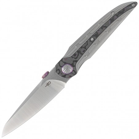 Nóż składany Bestech Prydwen Grey Titanium/Purple Haze Fat Carbon, Stonewashed/Satin MagnaCut by Kombou (BT2409A)