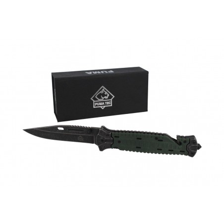 Nóż składany ratowniczy Puma Solingen Green G10 / Stainless, Stonewashed (342013)