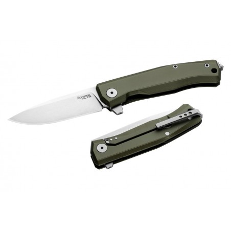 Nóż składany LionSteel Myto Green Aluminium, Stone Washed M390 by Molletta (MT01A GS)