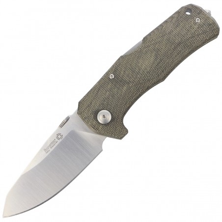 Nóż składany LionSteel TM1 Green Canvas Micarta, Satin Sleipner by Molletta (TM1 CVG)