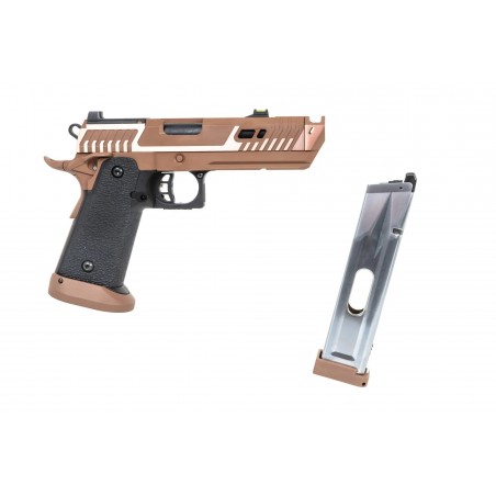 Pistolet ASG SRC Sahara Viper DUAL POWER z walizką transportową i magazynkiem CO2 Flat Dark Earth