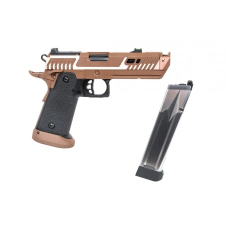 Pistolet ASG SRC Sahara Viper DUAL POWER z walizką transportową i magazynkiem green gas Flat Dark Earth